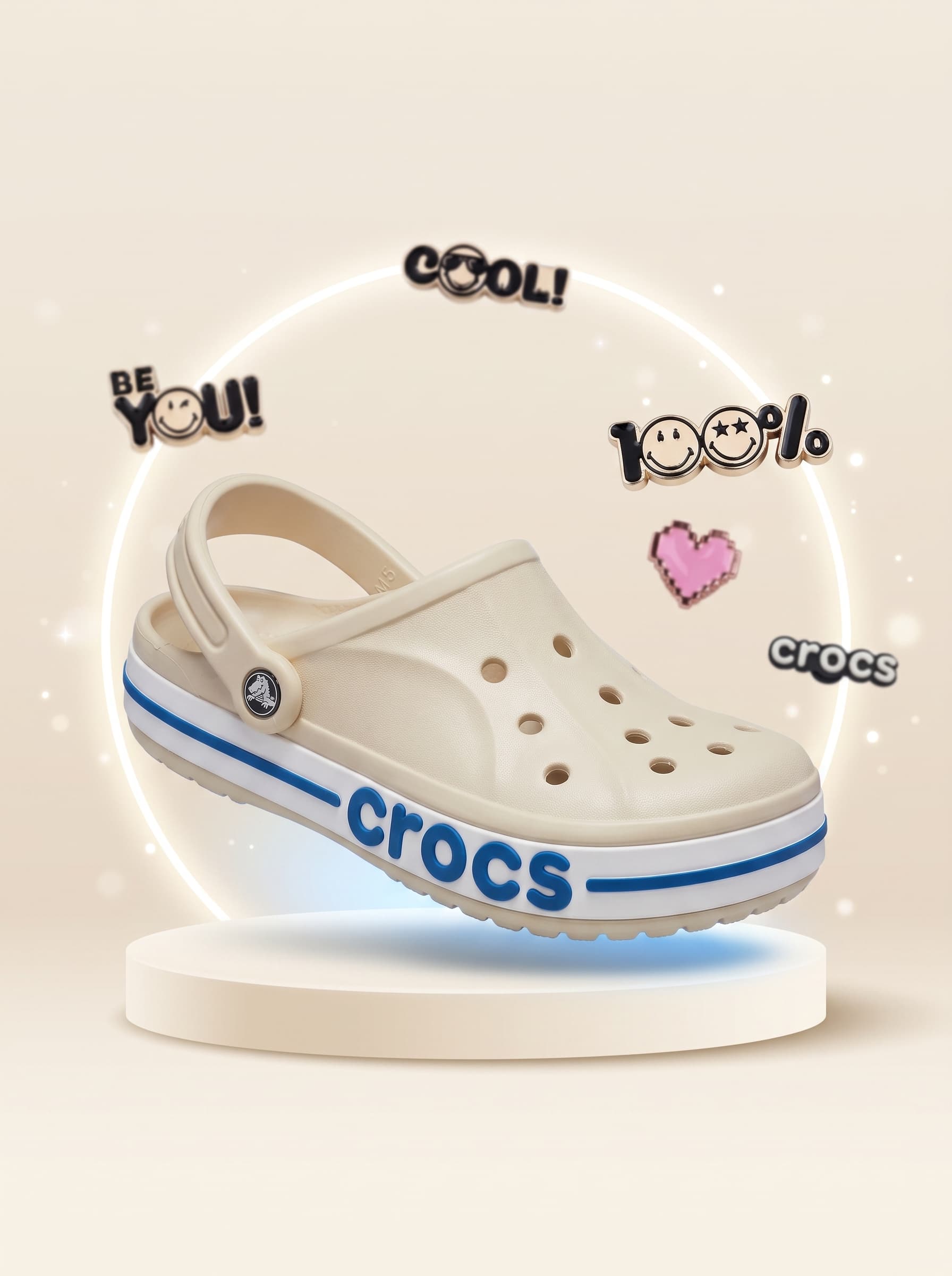 Featured footwear on a soft showroom stage